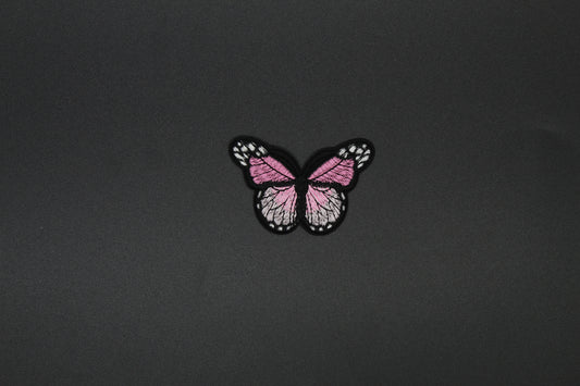 Pink Butterfly Embroidered Iron-On Patch