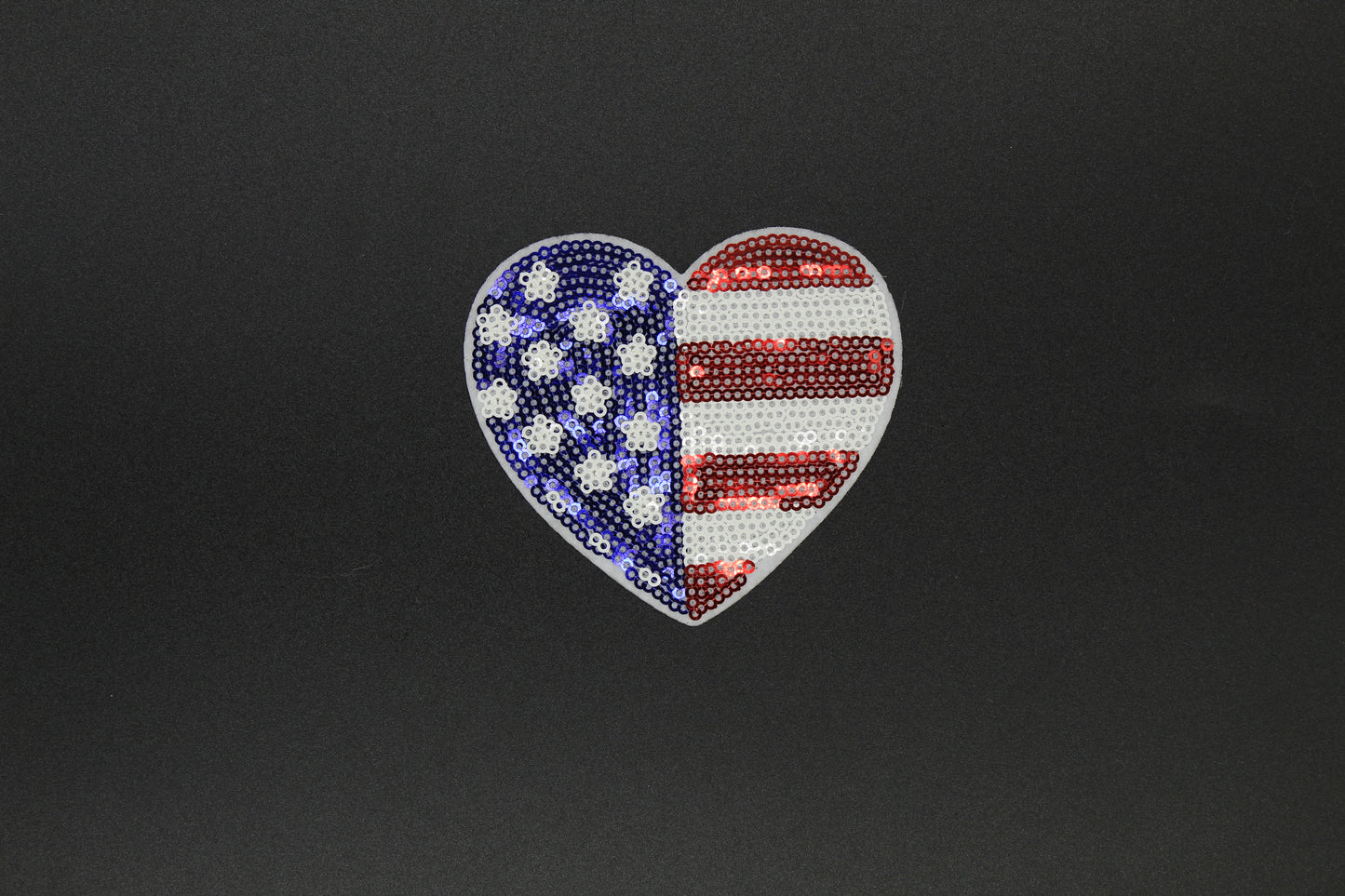 American Flag Sequin Heart Iron-On Patch