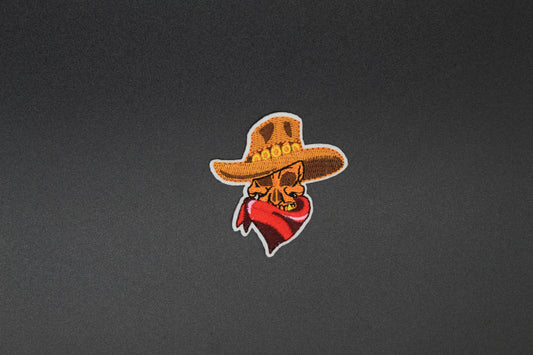 Outlaw Skull Cowboy Iron-On Patch