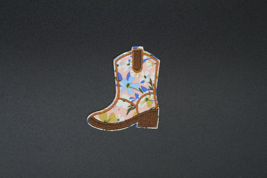 Pastel Wildflower Cowgirl Boot Iron-On Patch