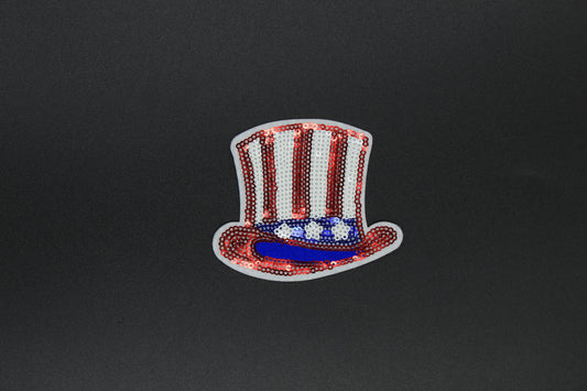 Uncle Sam Hat Sequin Iron-On Patch