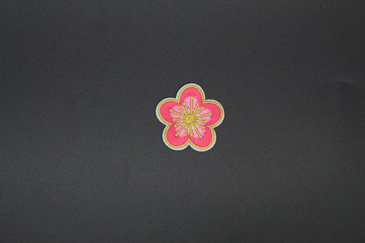 Pink Blossom Embroidered Iron-On Patch