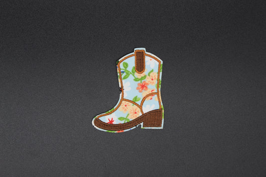 Floral Western Cowboy Boot Iron-On Patch