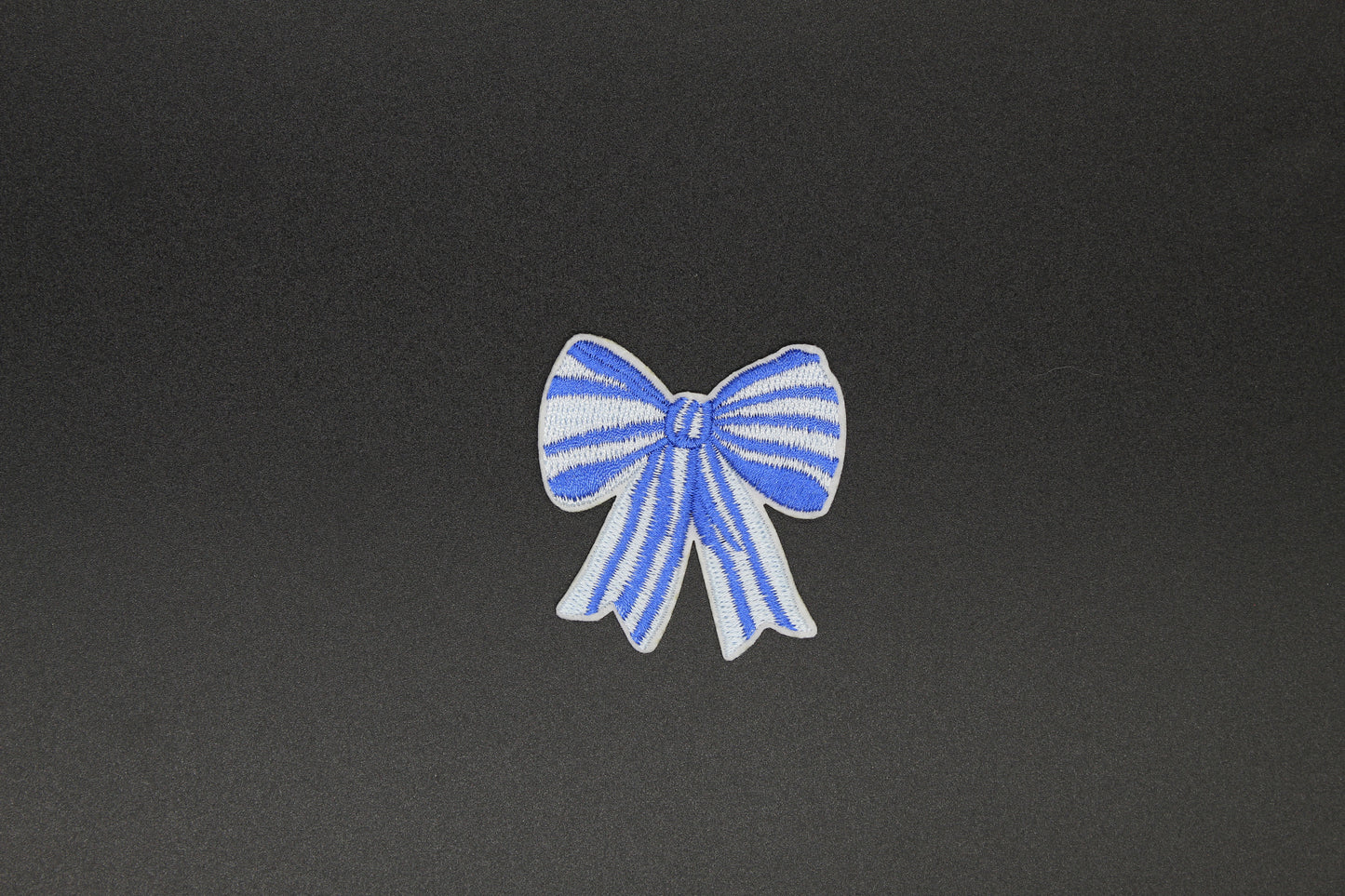 White Bow Thick Blue Stripes Iron-On Patch