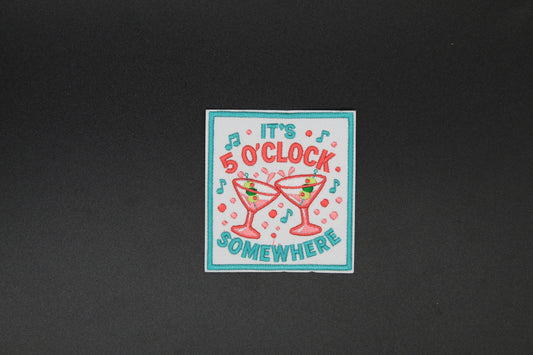 “It’s 5 O’Clock Somewhere” Cocktail Embroidered Iron-On Patch