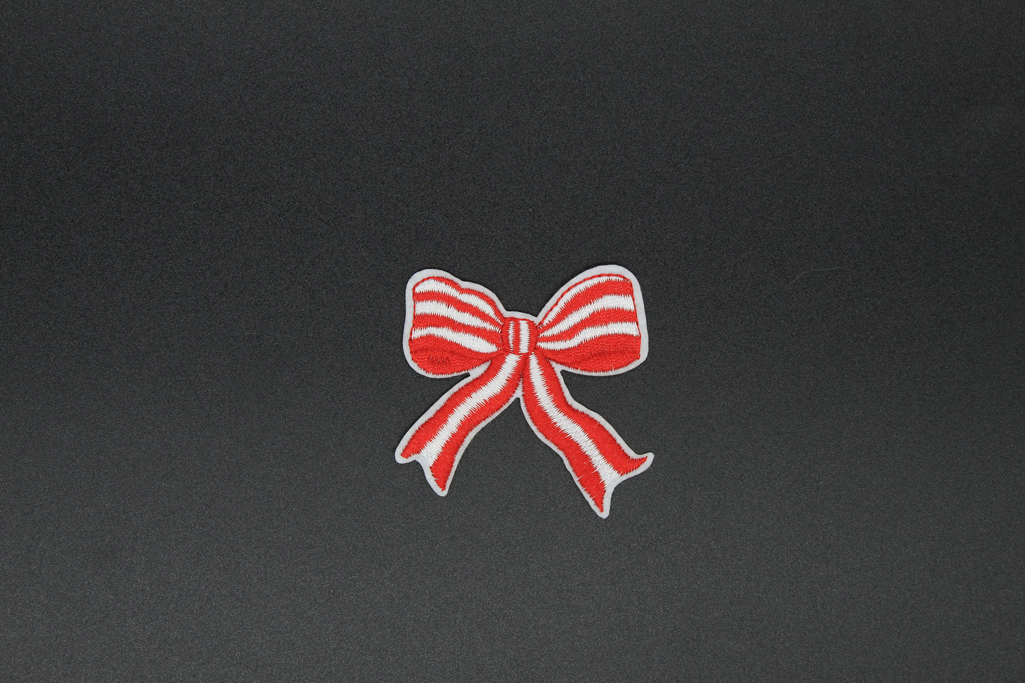 Red Bow with White Stripes Iron-On Patch