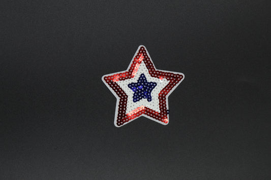 Patriotic Star Sequin Iron-On Patch