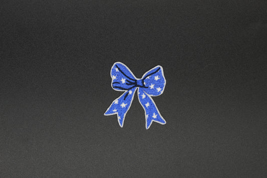 Blue Bow with White Stars Iron-On Patch