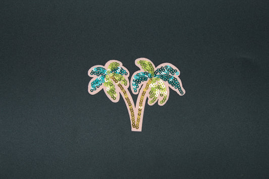 Sequin Palm Tree Patch – Tropical Beach Vacation Iron-On Appliqué
