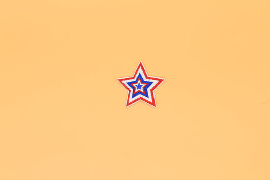 Layered Red White Blue Star Iron-On Patch