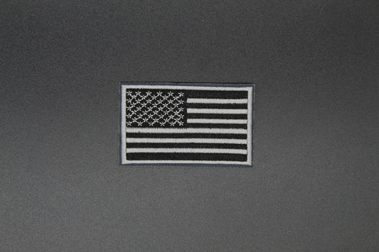 Black & Silver American Flag Iron-On Patch
