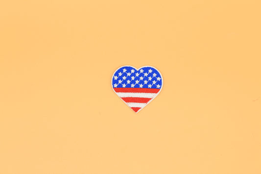 Patriotic Heart Flag Iron-On Patch