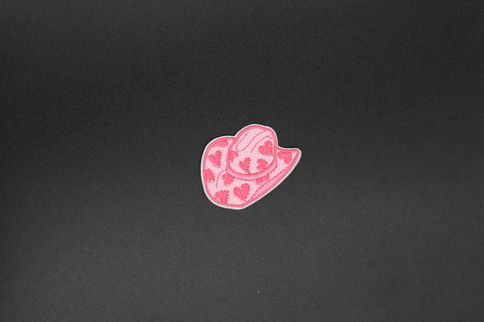 Pink Heart Pattern Cowboy Hat Iron-On Patch