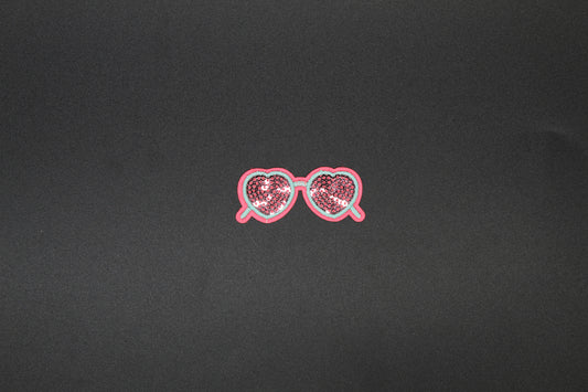 Glitter Heart Sunglasses Embroidered Iron-On Patch