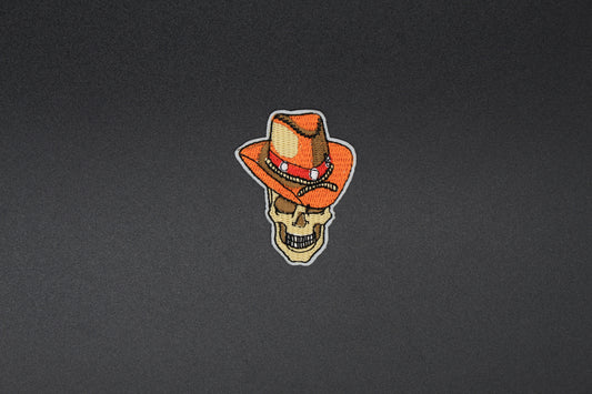 Bandit Skull Cowboy Hat Iron-On Patch