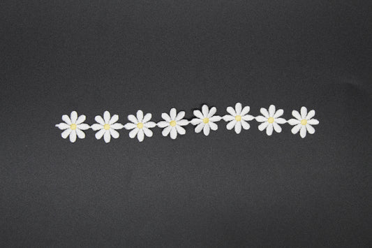 White Daisy Garland Embroidered Iron-On Patch