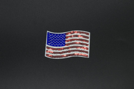 Waving American Flag Sequin Iron-On Patch