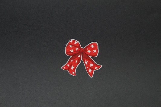 Red Bow with White Stars Iron-On Patch