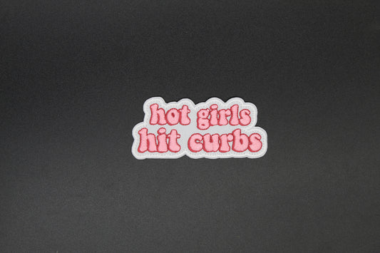 Hot Girls Hit Curbs Funny Iron-On Patch