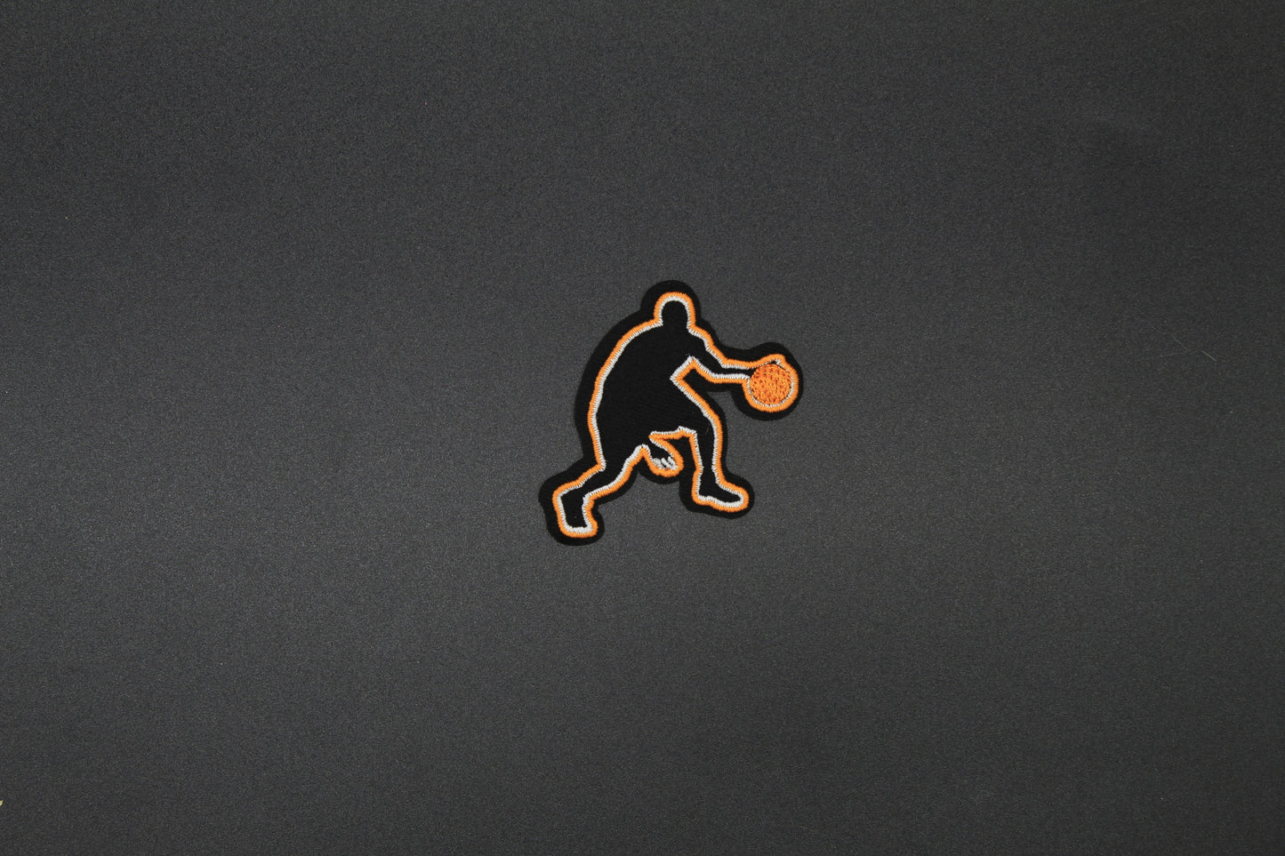 Basketball Player Silhouette Embroidered Iron-On Patch | Dribbling Sports Patch
