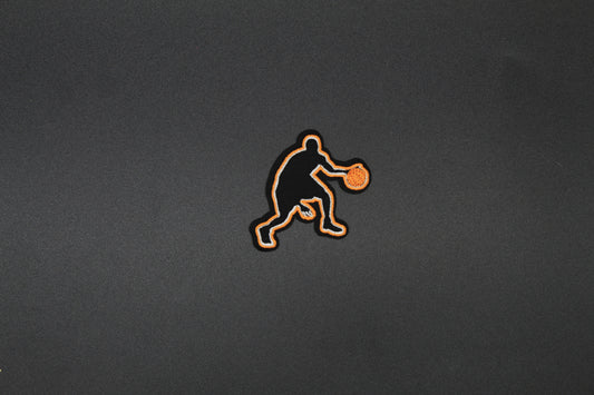 Basketball Player Silhouette Embroidered Iron-On Patch | Dribbling Sports Patch