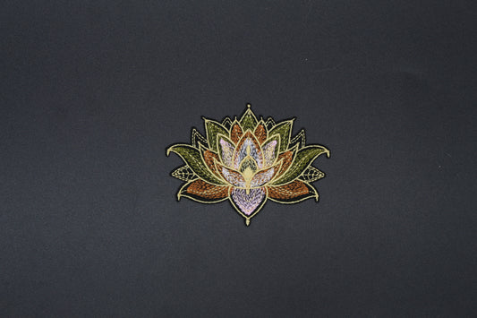 Lotus Flower Embroidered Patch | Boho Floral Iron-On Appliqué for Jackets, Bags & Hats