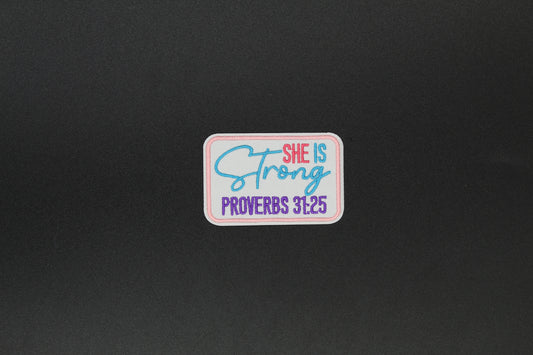 “She Is Strong – Proverbs 31:25” Inspirational Faith Iron-On Patch