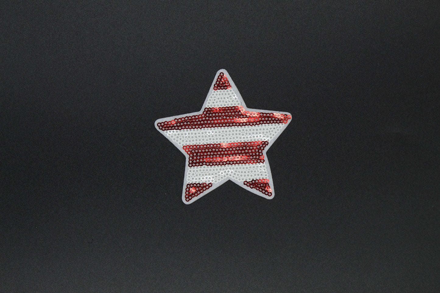 Red Stripe Star Sequin Iron-On Patch