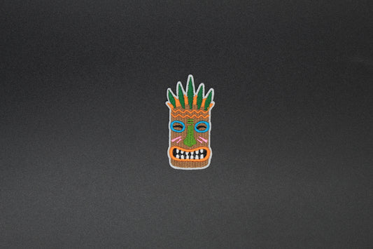 Colorful Tiki Mask Iron-On Patch