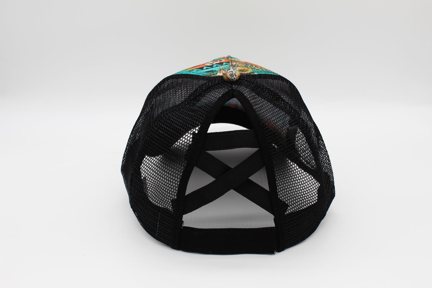 Western Skull Aztec Criss-Cross Ponytail Hat