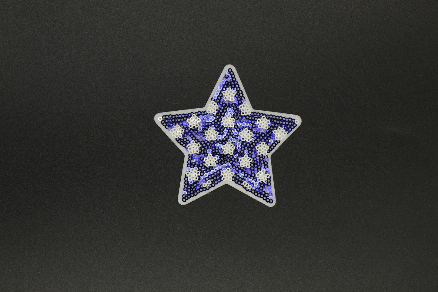 Blue Star with White Dots Sequin Iron-On Patch