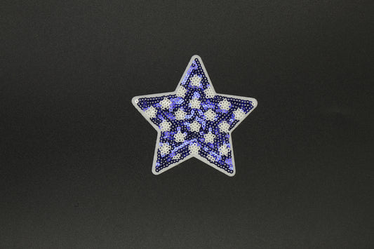 Blue Star with White Dots Sequin Iron-On Patch