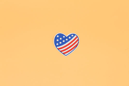 Wavy Flag Heart Iron-On Patch