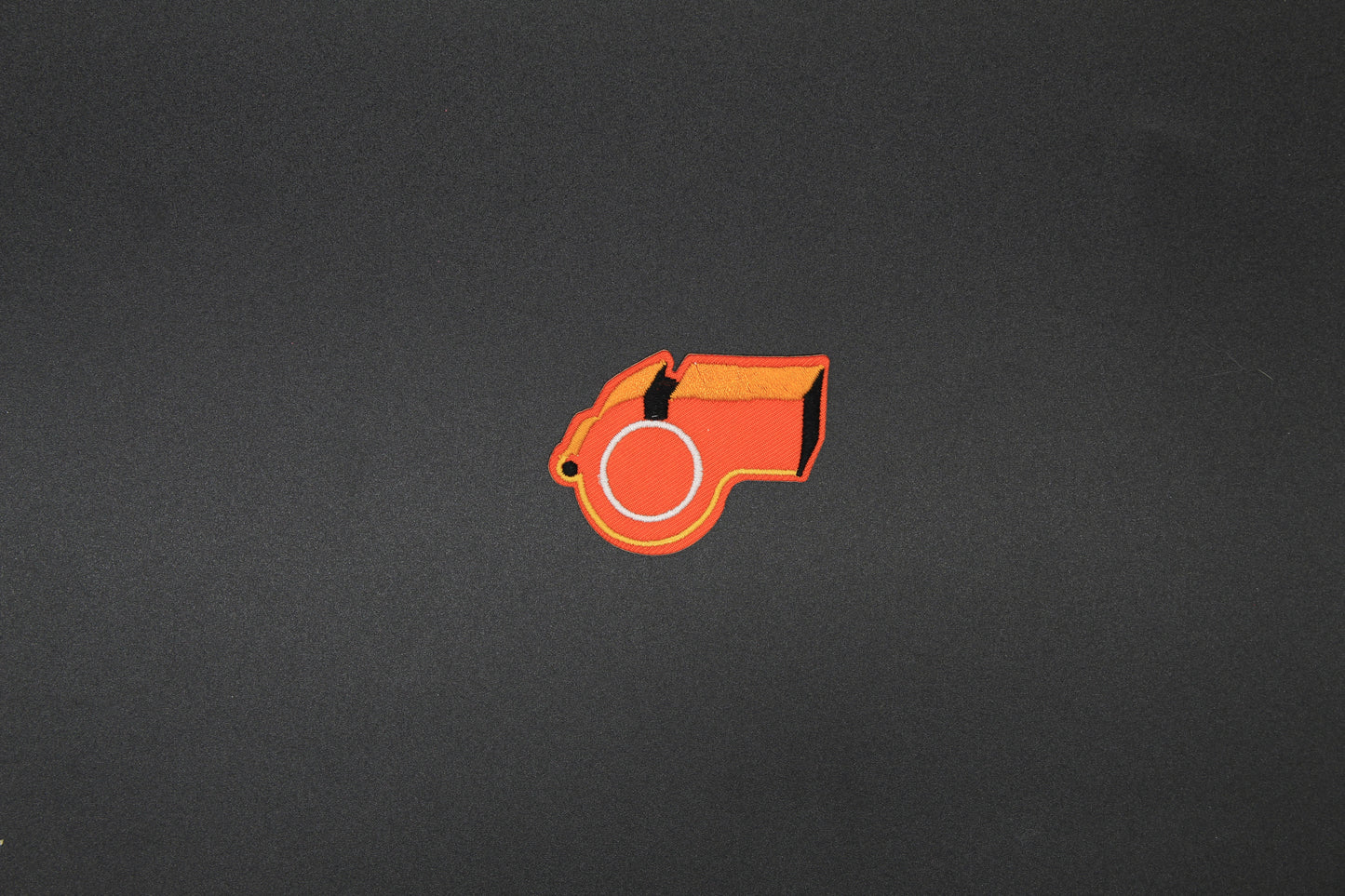 Orange Coach Whistle Embroidered Iron-On Patch | Sports Referee Patch