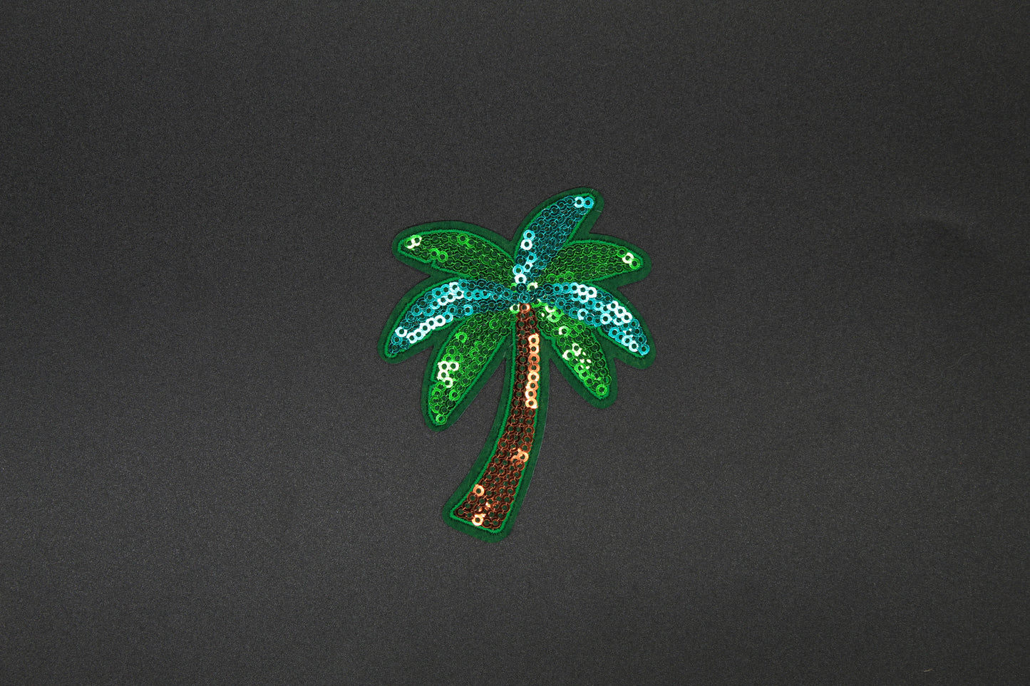Sparkly Sequin Palm Tree Patch – Tropical Beach Vacation Iron-On Appliqué