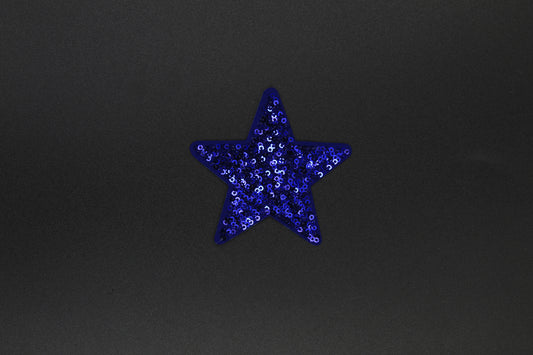 Solid Blue Sequin Star Iron-On Patch
