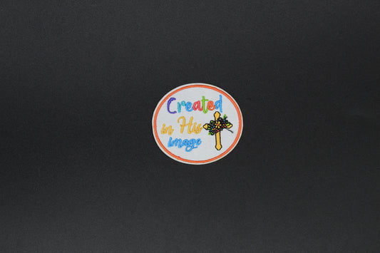 “Created In His Image” Cross Faith Embroidered Iron-On-Patch