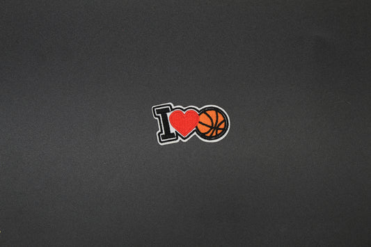 I Love Basketball Embroidered Iron-On Patch | Basketball Fan Sports Patch