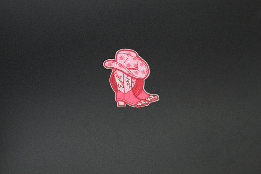 Pink Western Boots & Hat Iron-On Patch