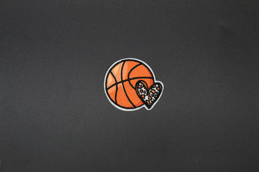 Basketball Heart Embroidered Iron-On Patch | Cute Sports Love Patch