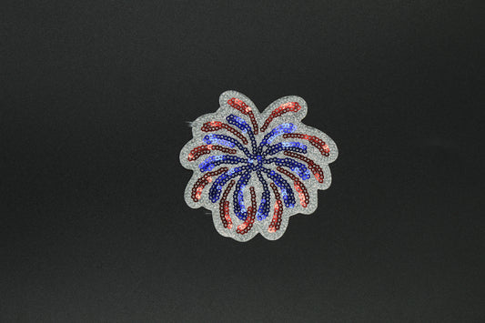 Sparkle Patriotic Firework Burst Sequin Iron-On Patch