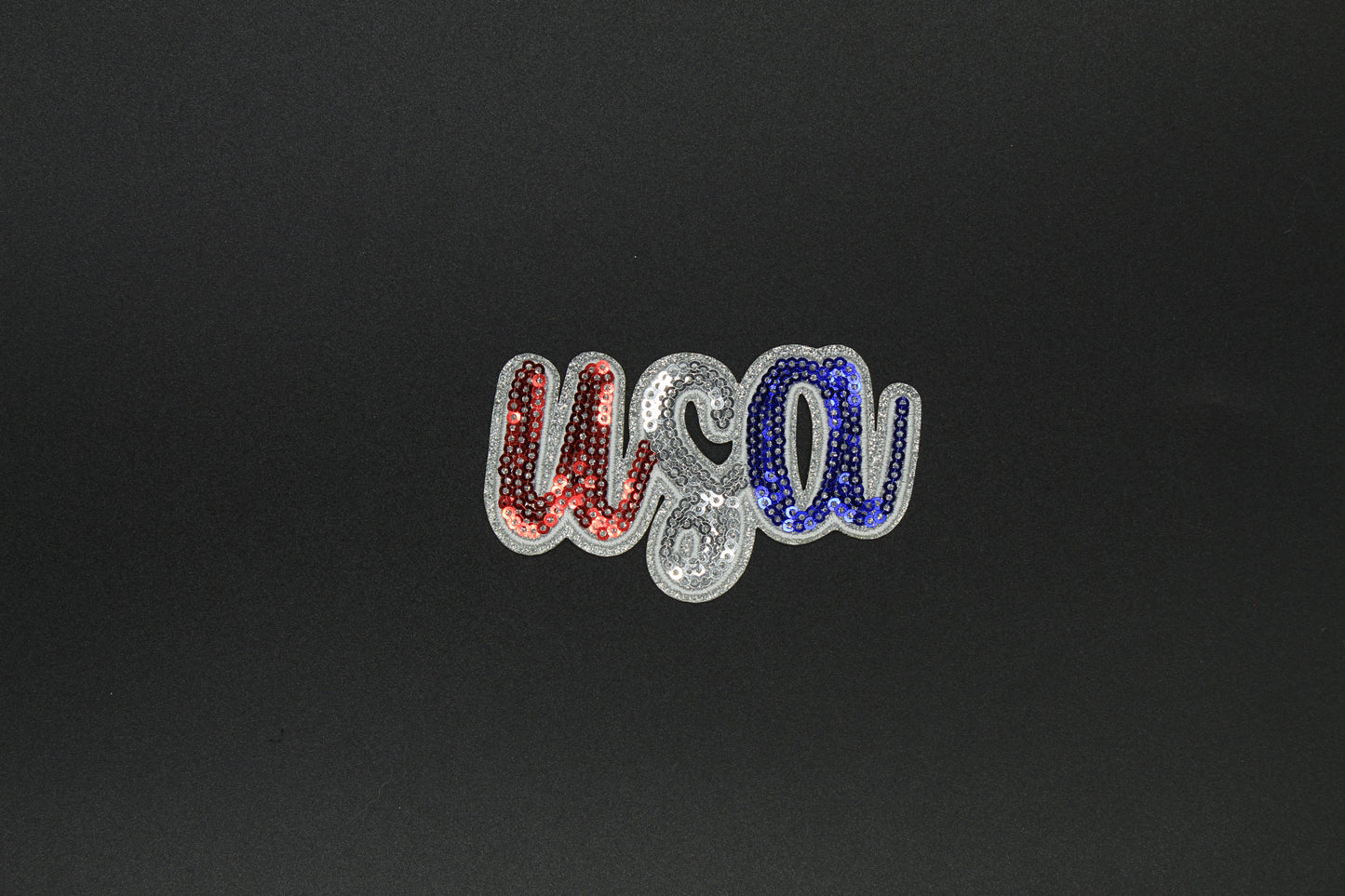 Sparkle Patriotic USA Script Sequin Iron-On Patch