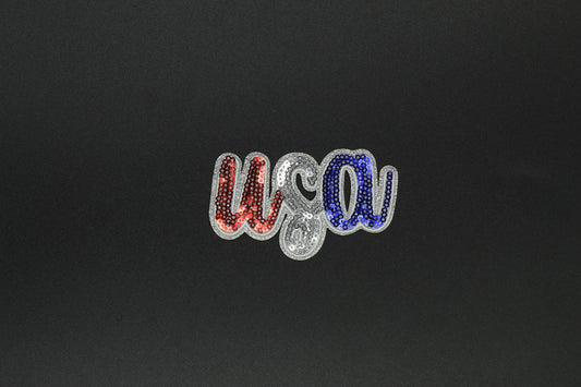 Sparkle Patriotic USA Script Sequin Iron-On Patch