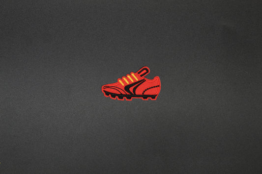 Red Soccer Cleat Embroidered Iron-On Patch | Sports Shoe Patch