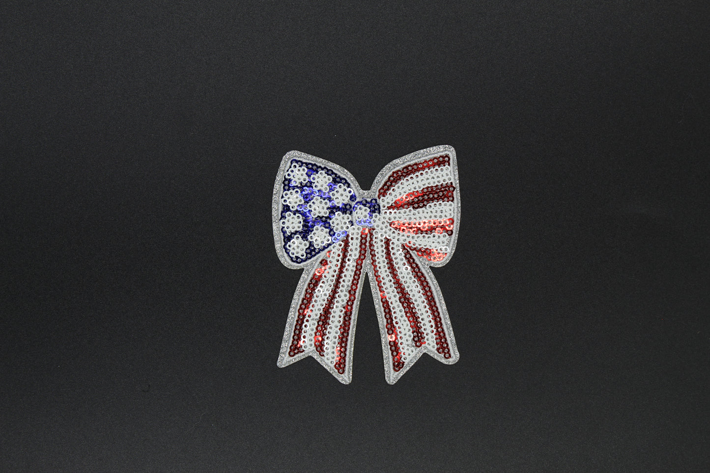 Sparkle Patriotic Bow Ribbon Sequin Iron-On Patch