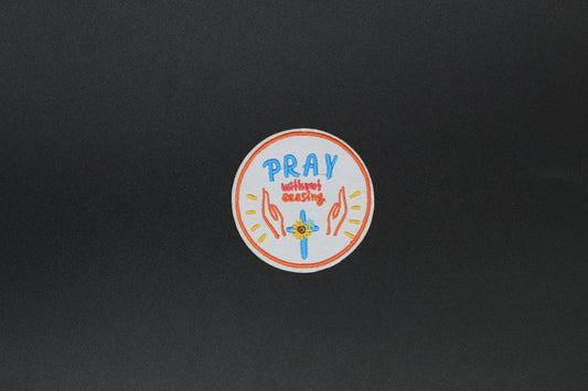 “Pray Without Ceasing” Hands & Cross Embroidered Iron-On-Patch