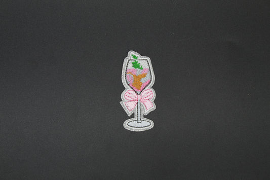 Pink Cocktail Glass Coquette Iron-On Patch