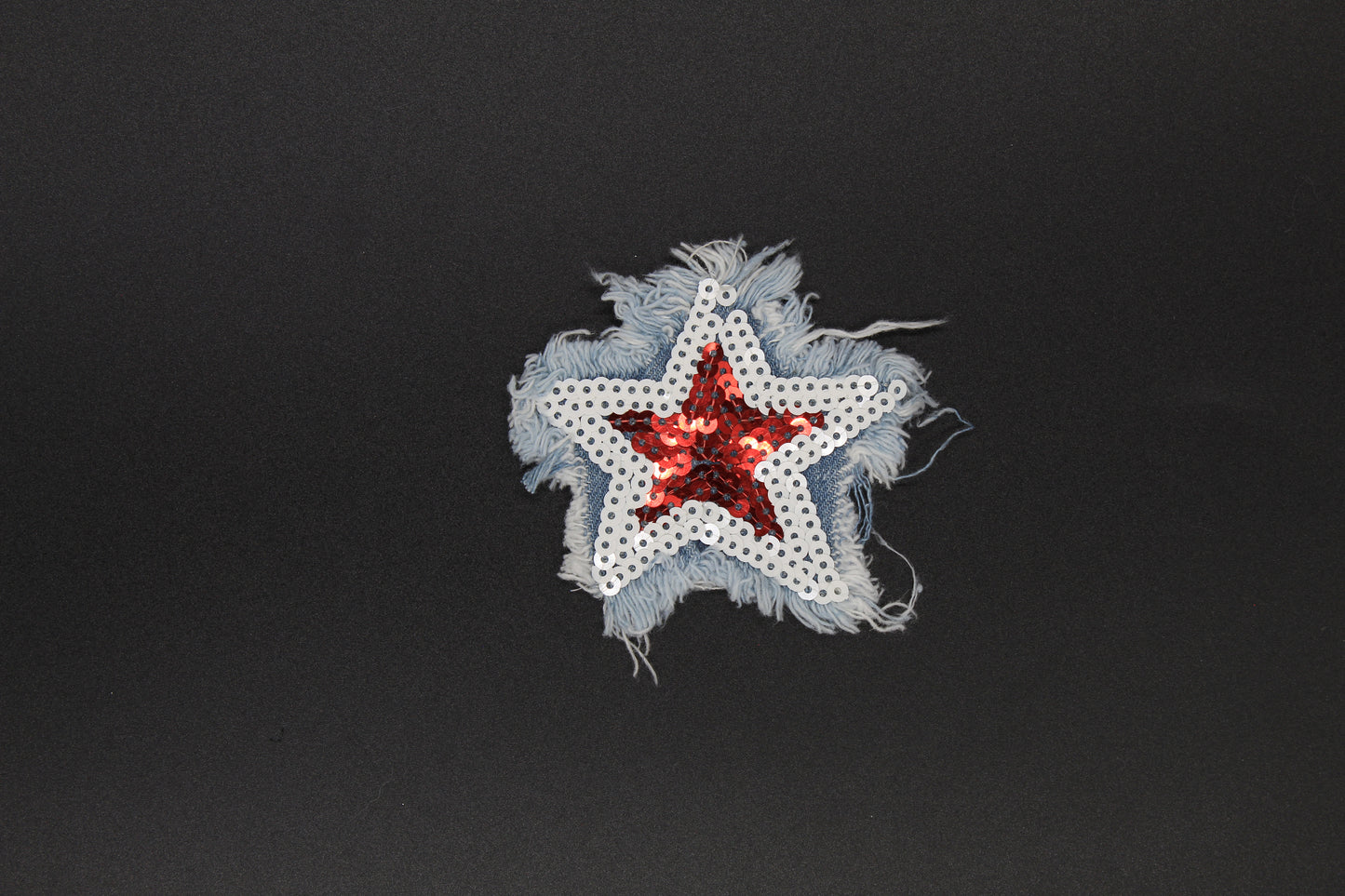 Distressed Denim Star Sequin Iron-On Patch