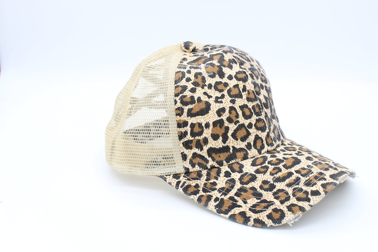 Leopard Criss-Cross Ponytail Hat