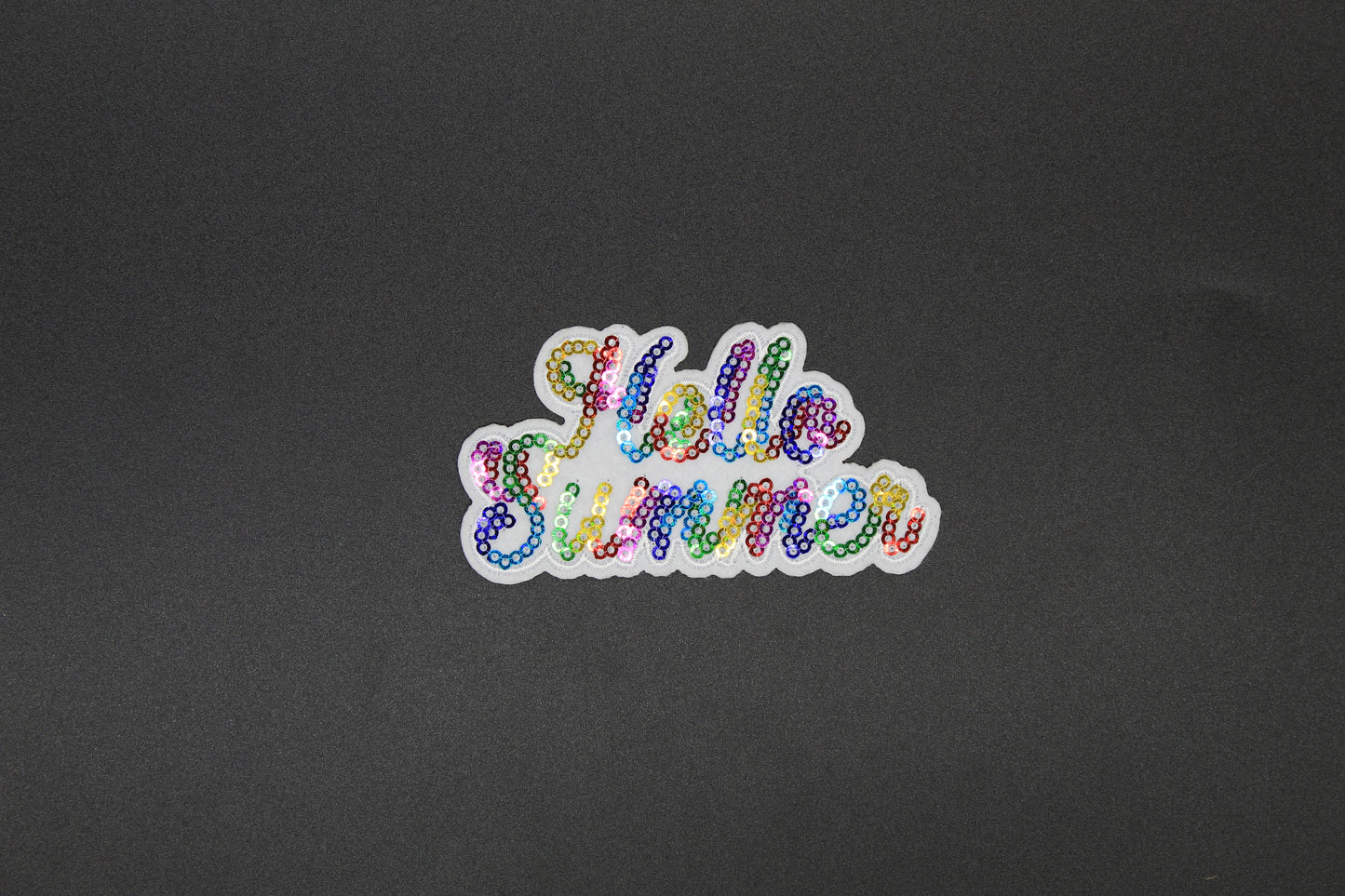 Hello Summer Rainbow Sequin Patch – Colorful Retro Summer Iron-On Appliqué